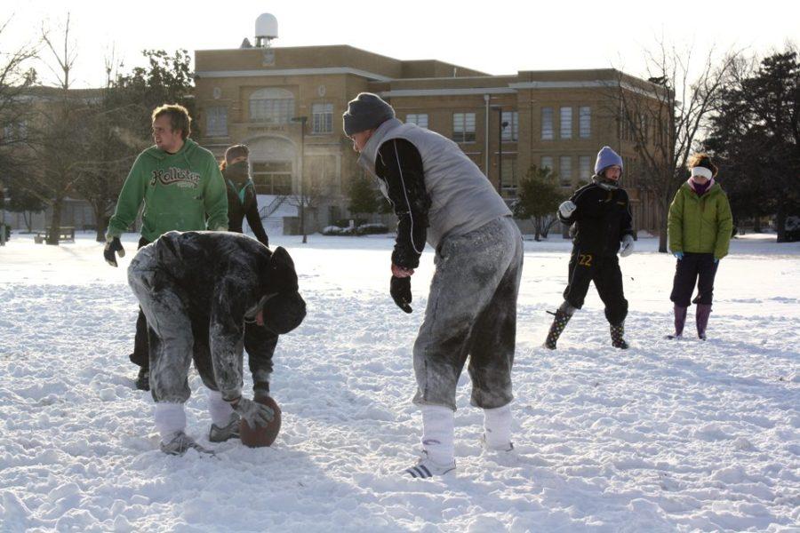 Although no heavy snow is in store for this weekend, students in the past have taken advantage of winter weather and played impromptu flag football games on the oval.