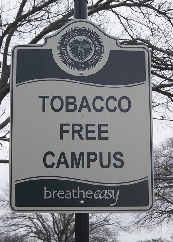 The Tobacco Free Campus sign at USAO