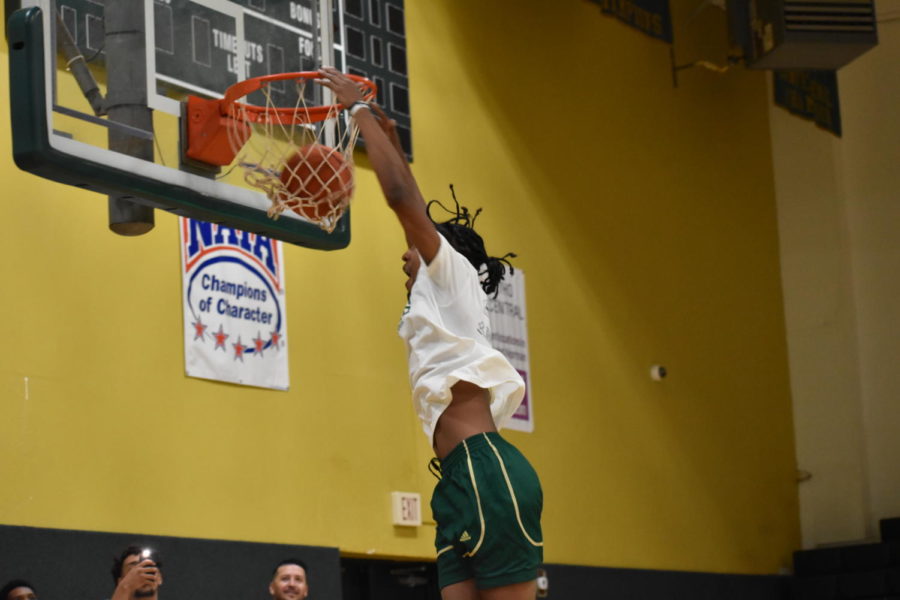 Gerard Makuntae went up for a dunk during the dunk contest.