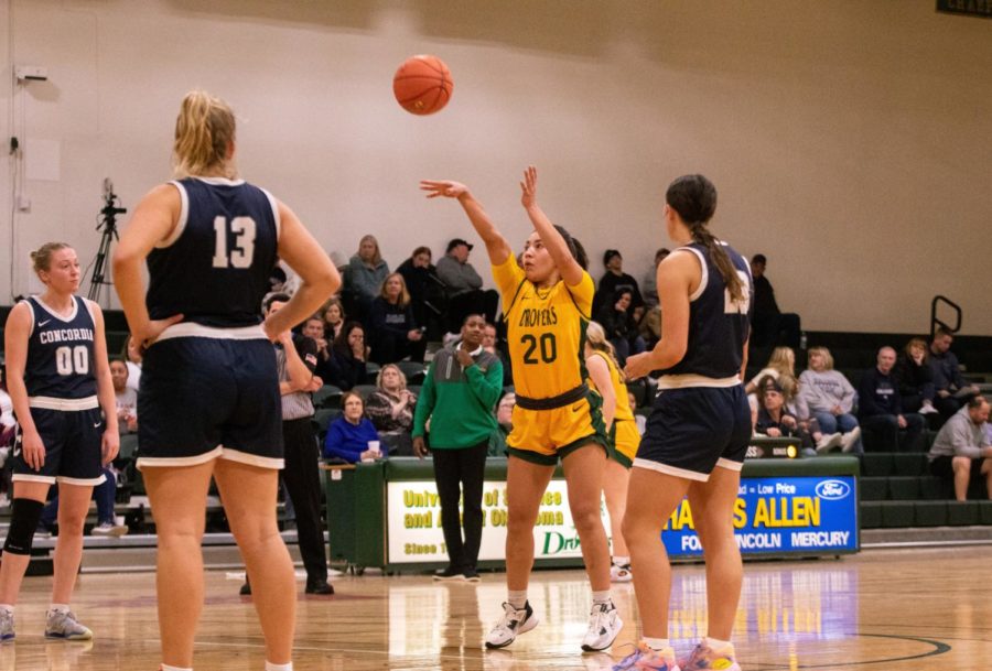 Jessica Palmer, one of USAOs senior players, puts up a free throw in a game earlier in the season. 