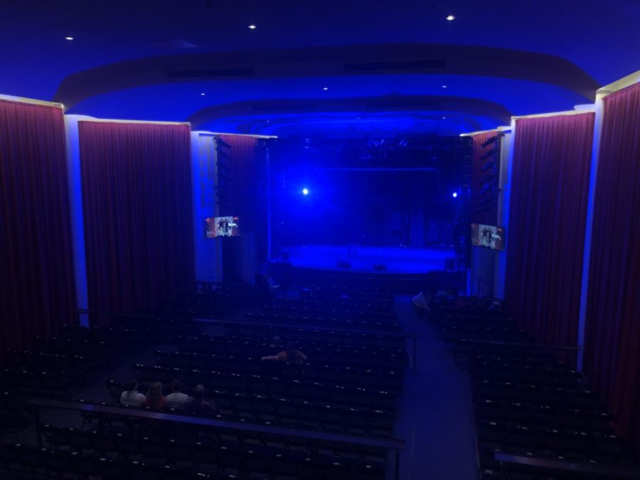 A view from the Tower Theaters balcony provides a unique view of the stage - which anxiously awaits the entrance of comedian Ryan Hamilton.