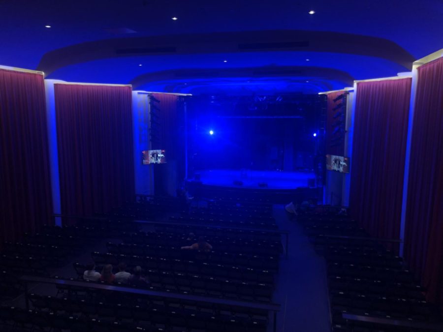 A view from the Tower Theater's balcony provides a unique view of the stage - which anxiously awaits the entrance of comedian Ryan Hamilton.