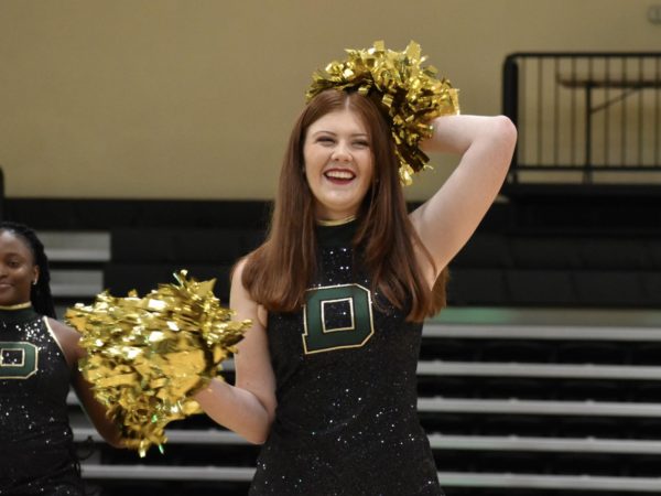 Laynie Sapp, returning Drover Dancer, strikes a pose during the teams routine at the 2022 Drover Madness.