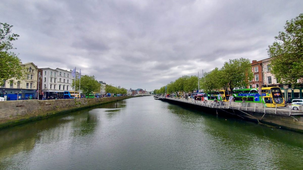 Caleb Smith captured this view of River Liffey from the OConnell Bridge in Dublin, Ireland during his trip in May 2023. 