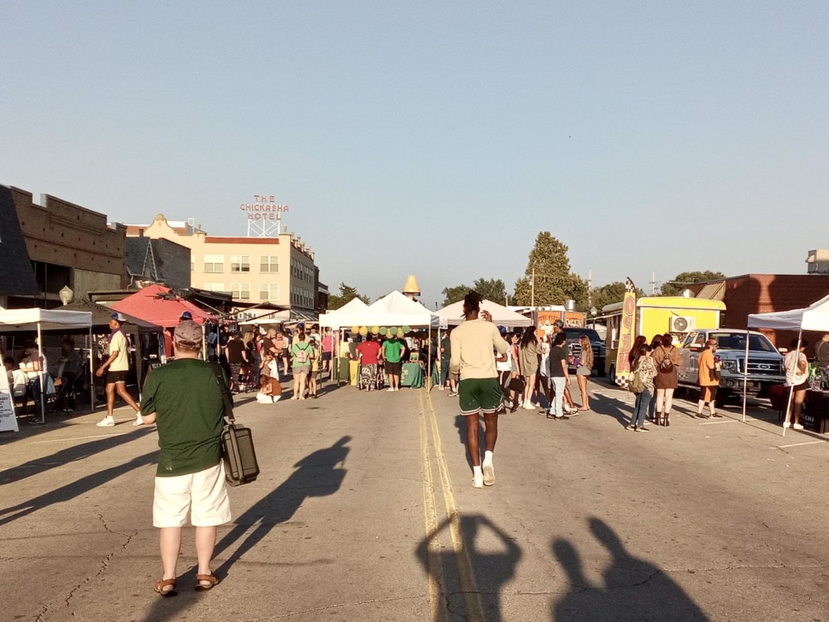 Chickasha Avenue is crowded with vendors and students during the 2nd Annual Street & Greet event.