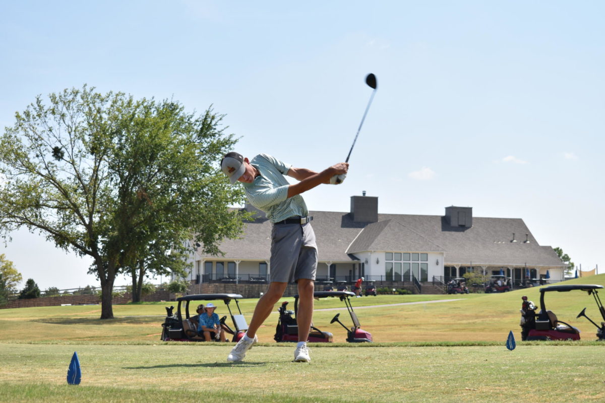 Caleb Smith tees off on the first hole at Winter Creek Golf & Country Club during a qualifying round in late August.