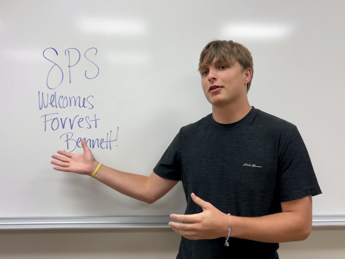 Chandler Leamon-Webb, SPS president, speaks about Forrest Bennett and the ideas he will discuss in SPSs meeting Thursday, Sept. 7 at 6:15 p.m. in Davis 124. 