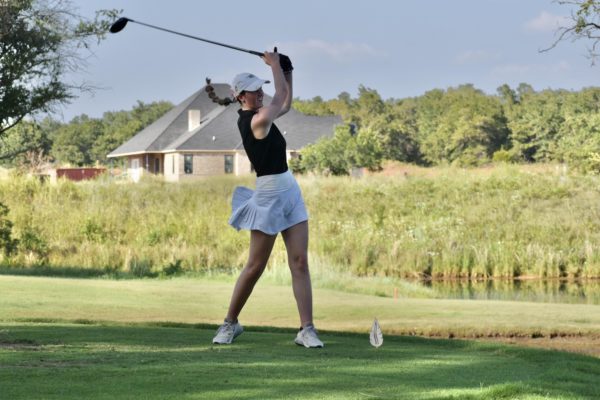 Moriah Shropshire tees off at Winter Creek Golf and Country Club, where she finshed tied for 1st place Tuesday, Oct. 3. 