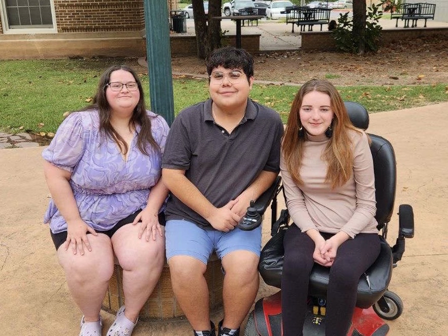 Members of the Red Cross Club executive board, including (from left) Hannah Romans, PR manager; Dylan Guillen, secretary; and Lydia Darce, vice president, gather to disucss their upcoming blood drive Wednesday, Oct. 11.