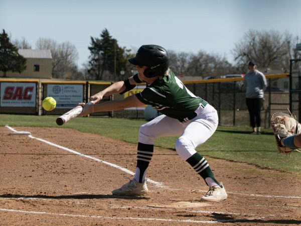 Macenzie Ruth laid down a bunt against Wayland Baptist University at USAOs most recent home series. 