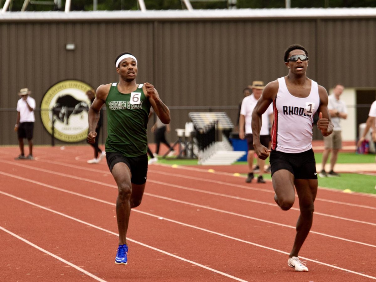Aarin Simon set his sights on the finish line at the Harding Last Chance Invitational, where he took home a bronze medal in his event.