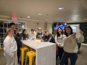 The Student Activities Board (SAB) listens to Maddyson McMorris during their planning process for the final's week events. 