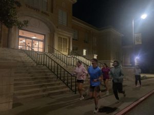 The USAO Running Club members wraps up their day with a nightly run. 