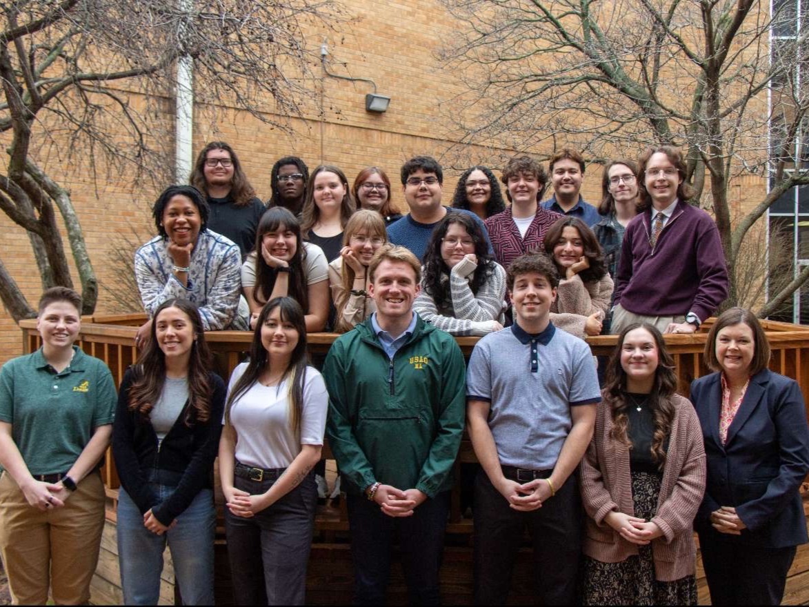 The entire SGA organization poses together as they prepare for the spring 2025 trimester.