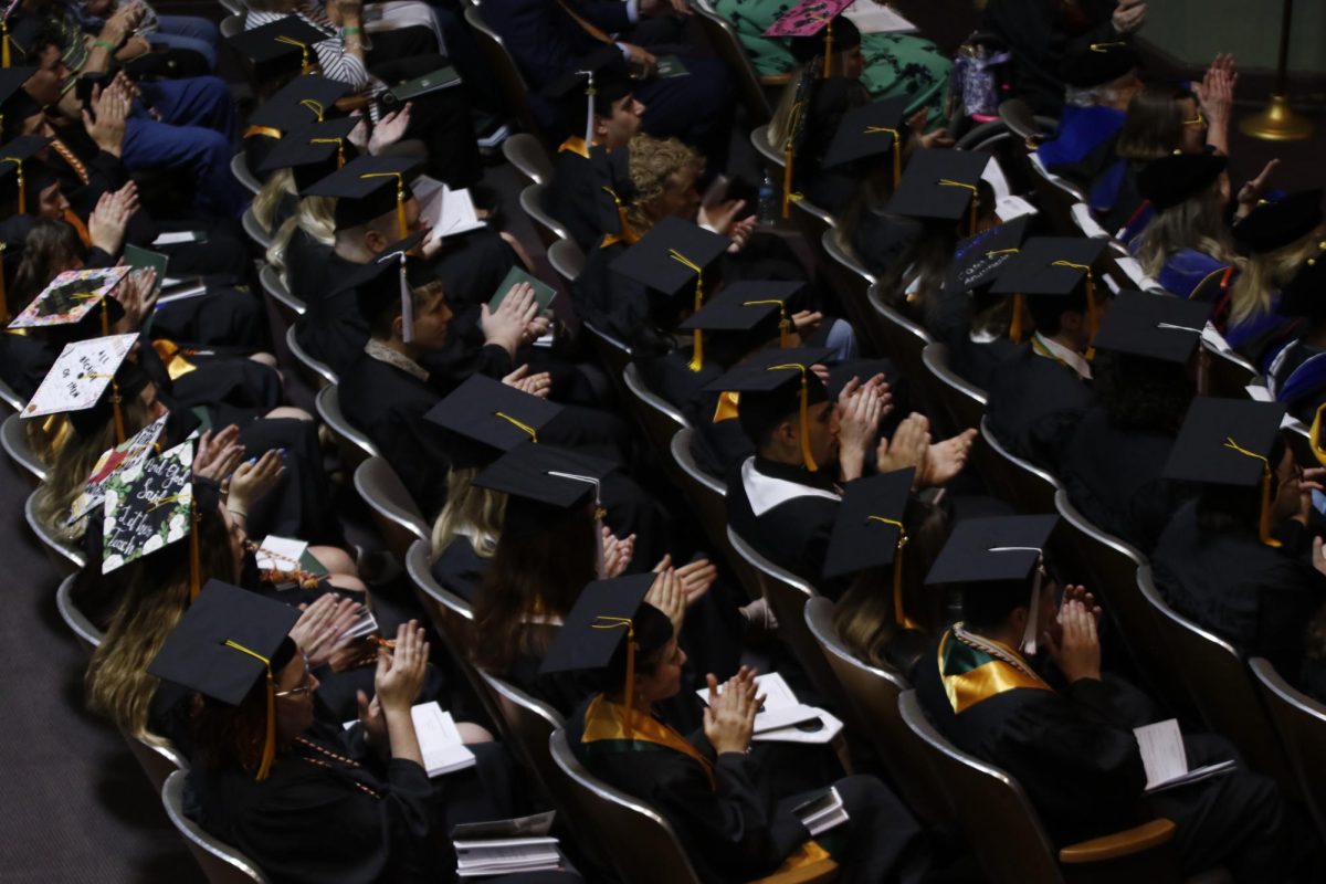 Instead of graduation taking place in front of Troutt Hall, commencement 2025 will be taking place inside of Te Ata auditorium due to weather.
